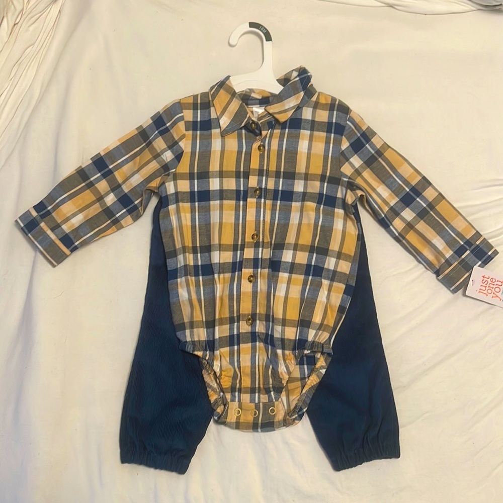 Just One You Carter’s Target 18m flannel plaid bodysuit corduroy pant set NWT